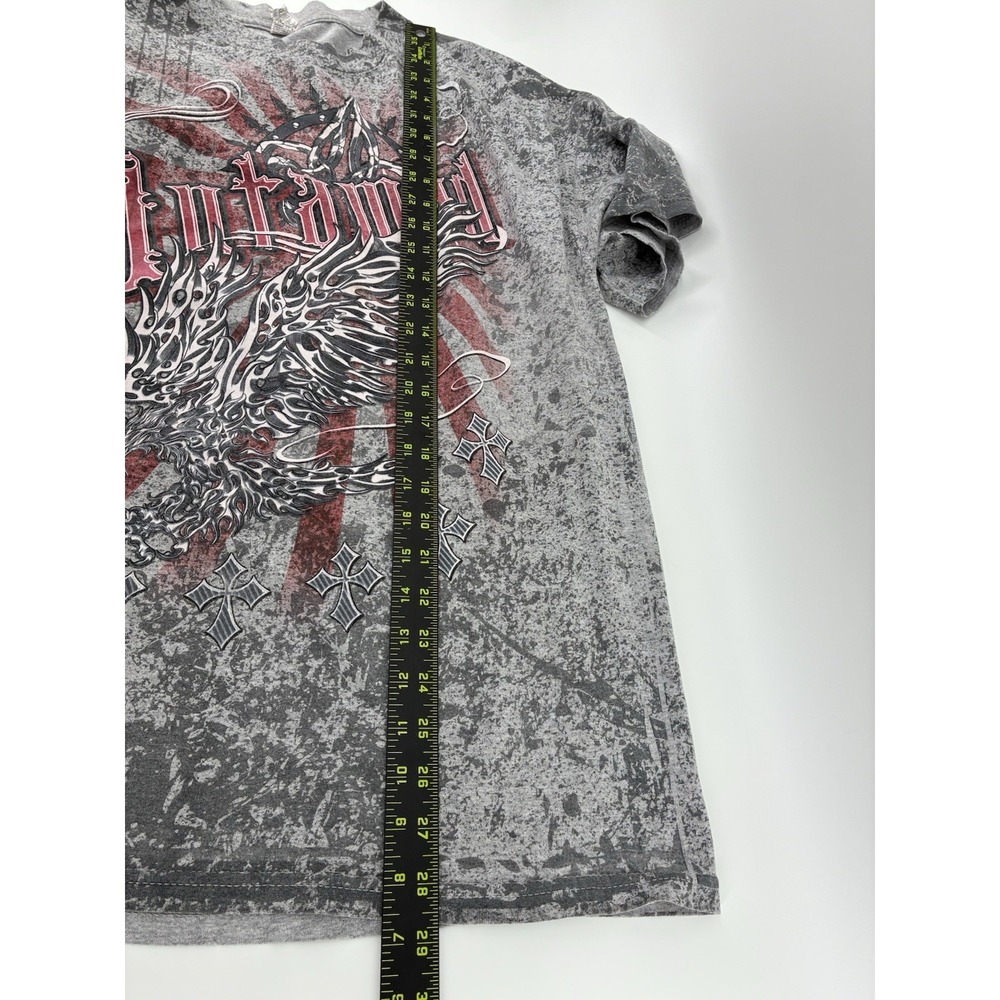 Lot Of 2 VNTG Y2K Skull Wing Graphic Double sided T-Shirt Black Gray‎ Size XL - Picture 10 of 11